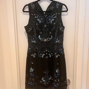 Needle & Thread Black Dress with Blue Embellishments